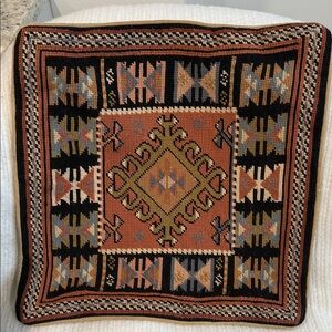 Vintage 1991 Wool Aztec Turkish Imperial Elegance pillow cover 16”x 16”